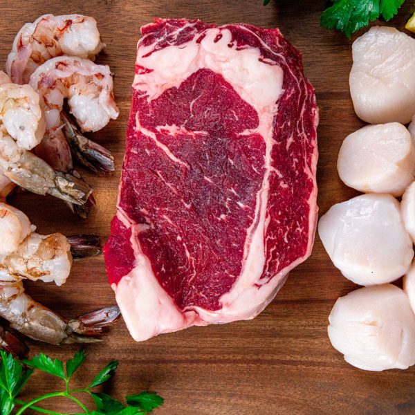 Steak, Shrimp, and Scallops